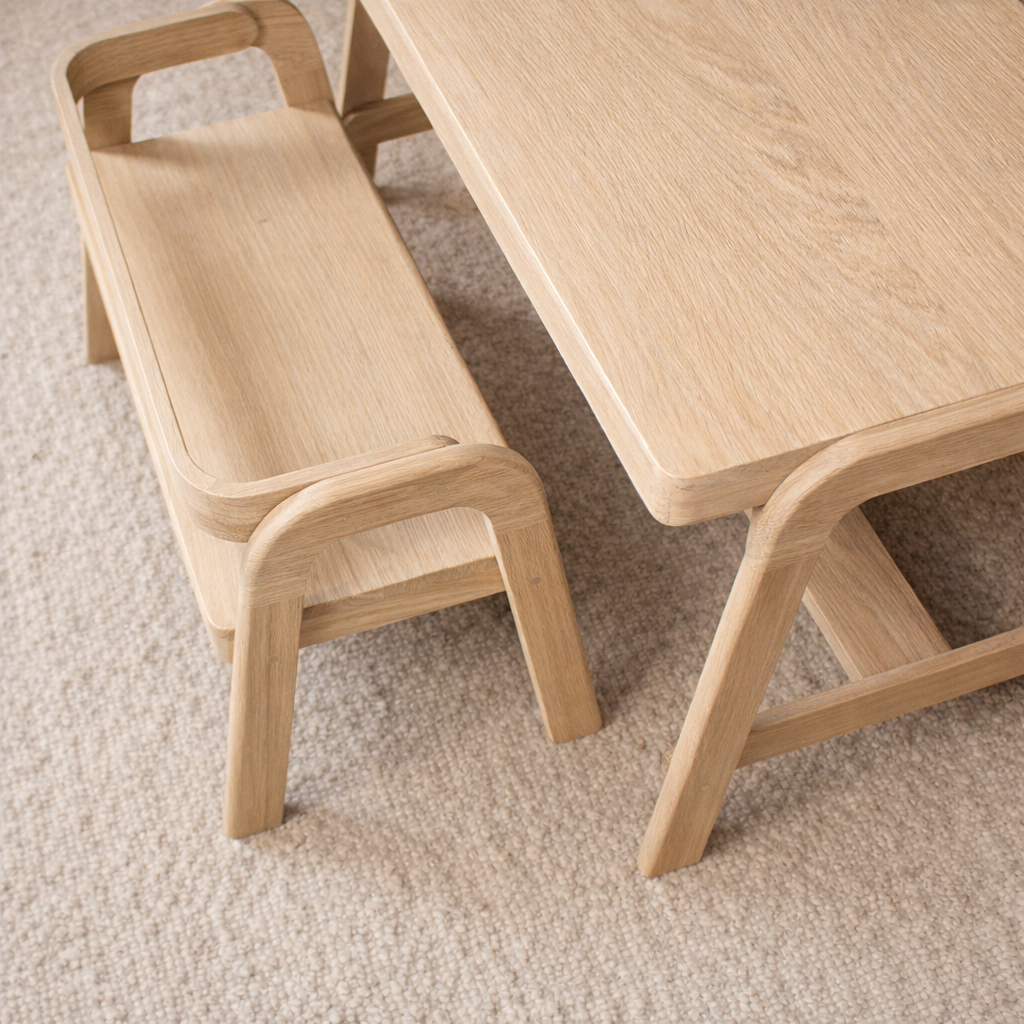 Banc enfant en bois massif | Banc Montessori naturel – Fabriqué en France
