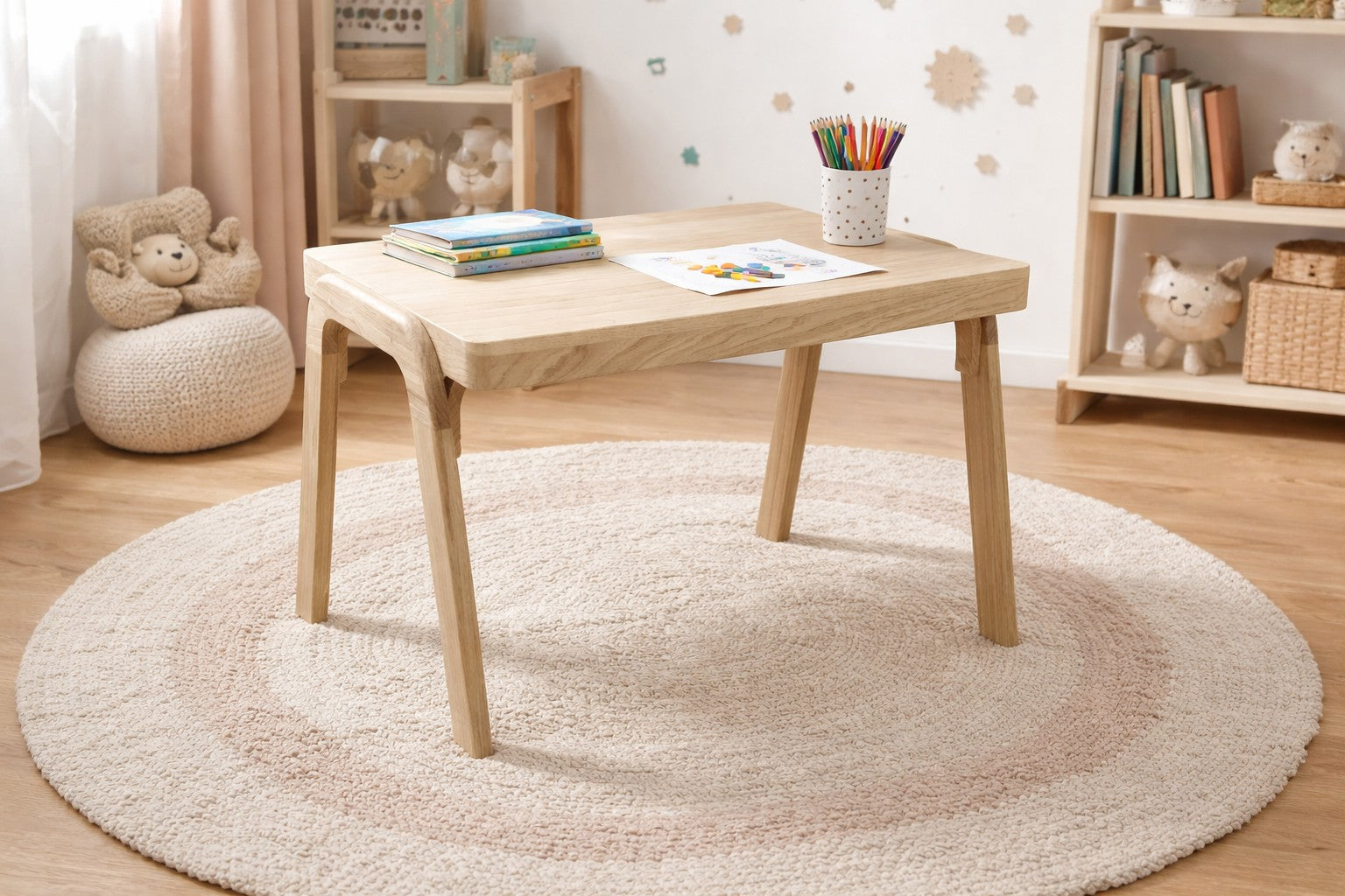 Table enfant en bois massif épurée | Table Montessori 1 enfant – Fabriquée en France